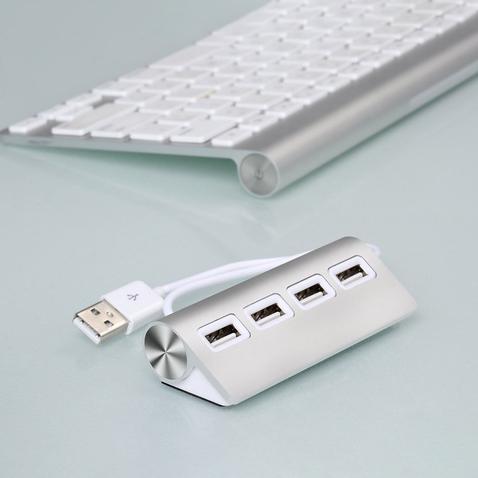 Premium 4 Port Aluminum USB Hub with 11-Inch Shielded Cable Computer Accessories - DailySale