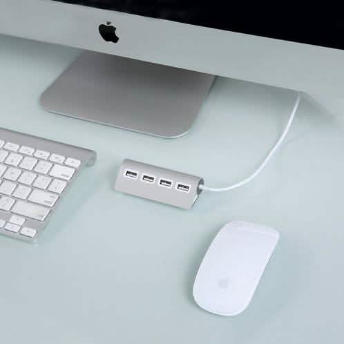 Premium 4 Port Aluminum USB Hub with 11-Inch Shielded Cable Computer Accessories - DailySale
