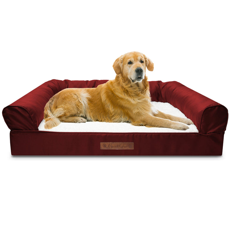 Premium Sofa-Style Orthopedic Pet Bed Pet Supplies Jumbo Garnet - DailySale