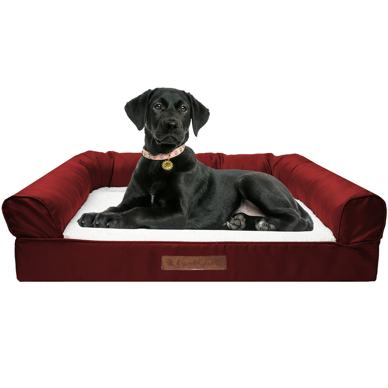 Premium Sofa-Style Orthopedic Pet Bed Pet Supplies Large Garnet - DailySale