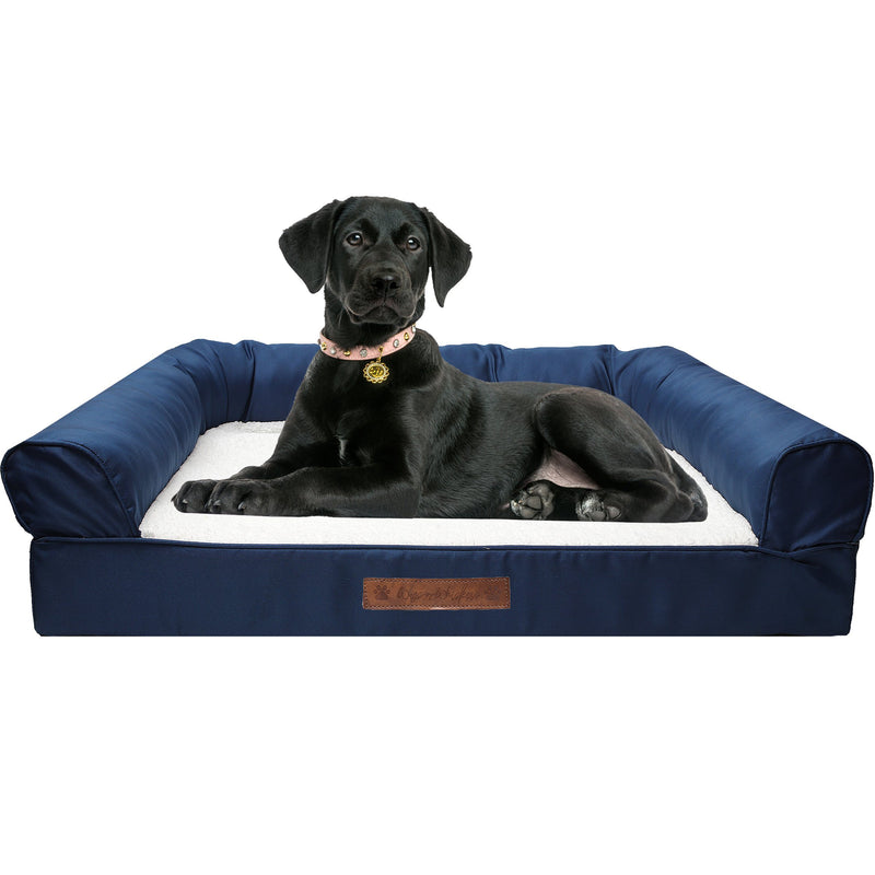 Premium Sofa-Style Orthopedic Pet Bed Pet Supplies Large Navy - DailySale