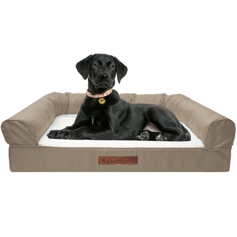 Premium Sofa-Style Orthopedic Pet Bed Pet Supplies Large Taupe - DailySale