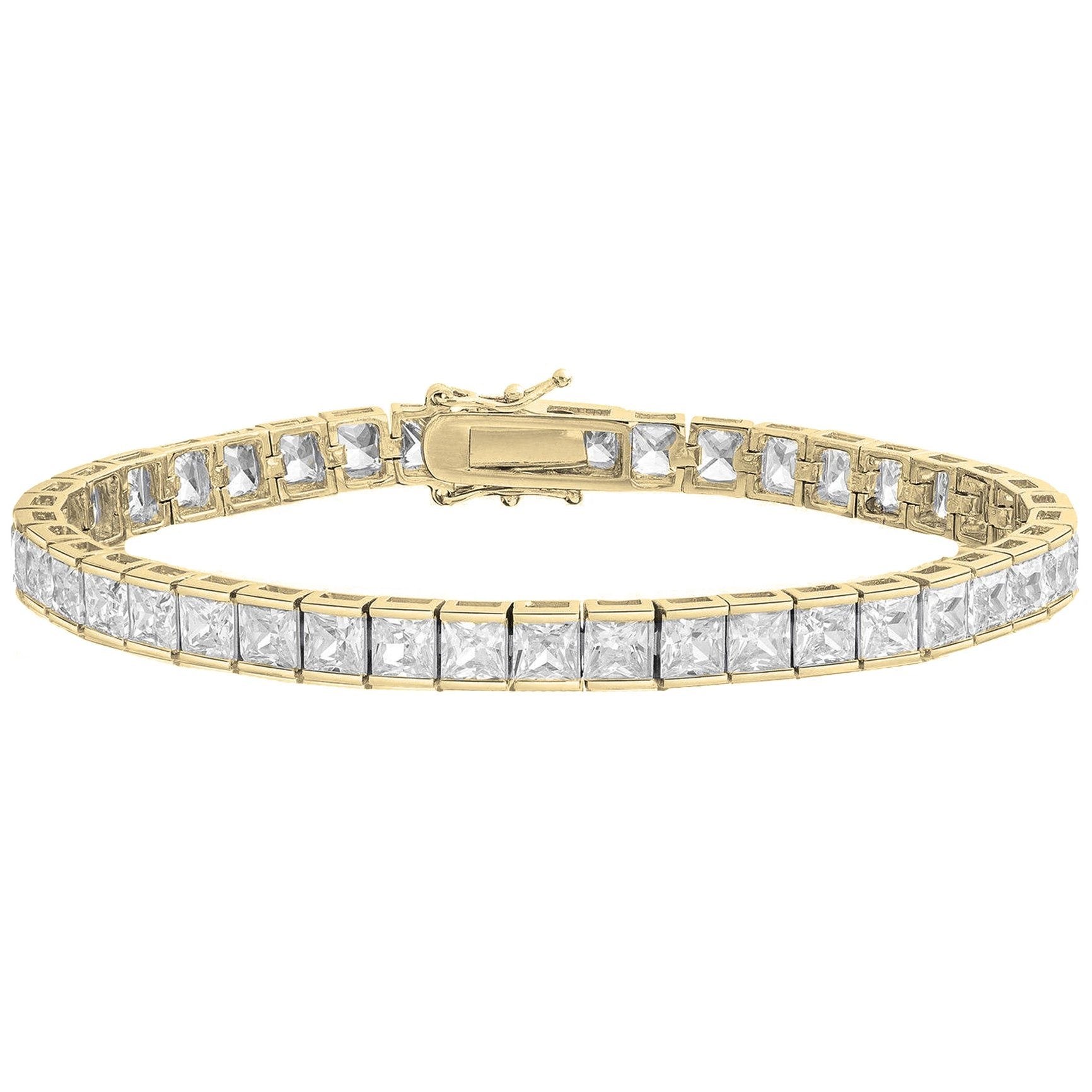 Princess Cut Crystal Tennis Bracelet Bracelets Gold - DailySale