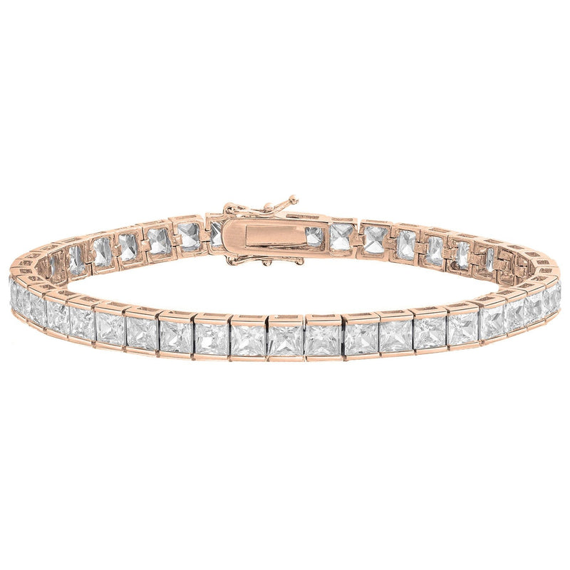 Princess Cut Crystal Tennis Bracelet Bracelets Rose Gold - DailySale