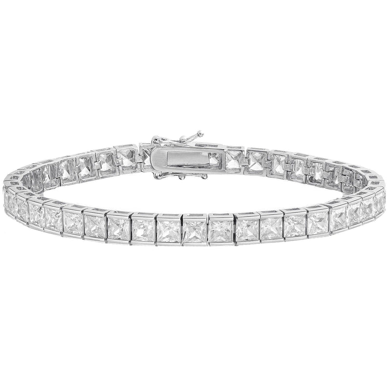 Princess Cut Crystal Tennis Bracelet Bracelets Silver - DailySale