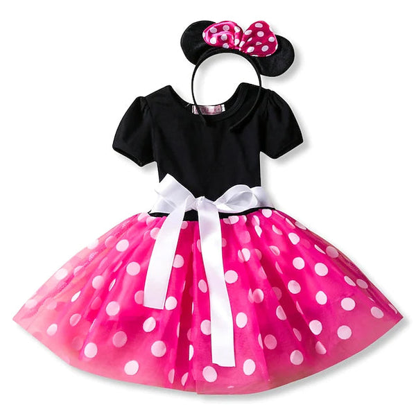 Princess Mouse Polka Dots Cartoon Cute Dress Kids' Clothing Pink 80cm - DailySale