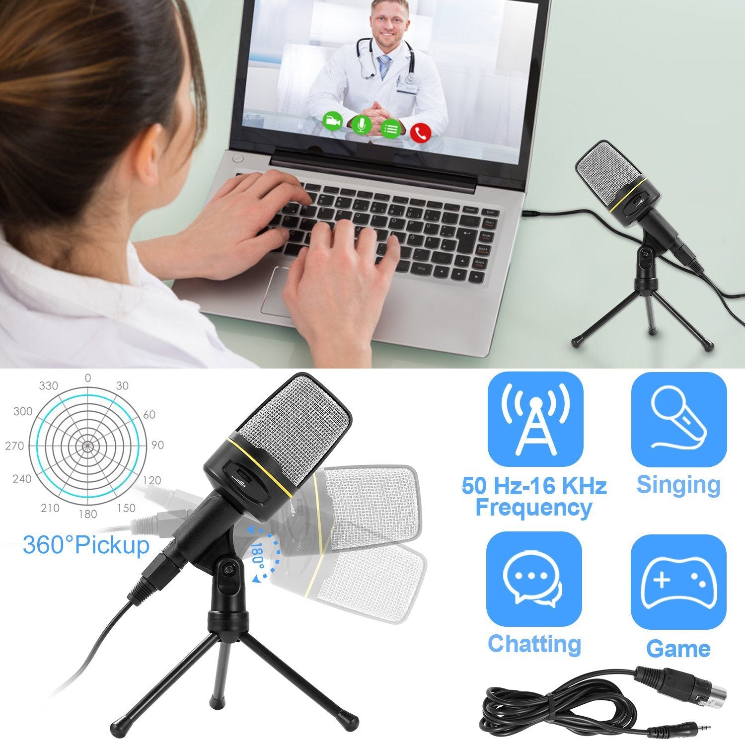 Pro Condenser Microphone with Tripod Headphones & Audio - DailySale