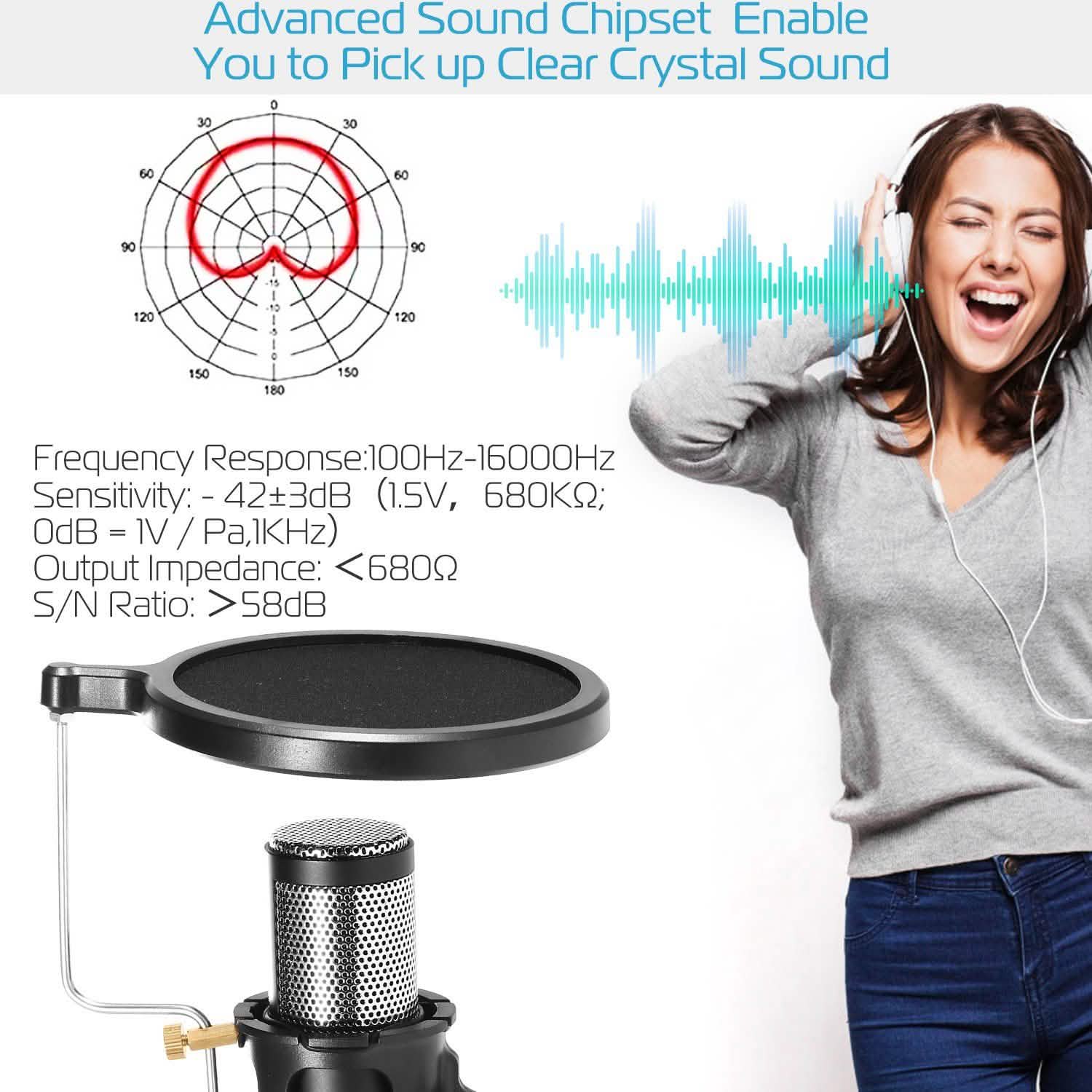 Professional Condenser Studio Recording Microphone Headphones & Audio - DailySale