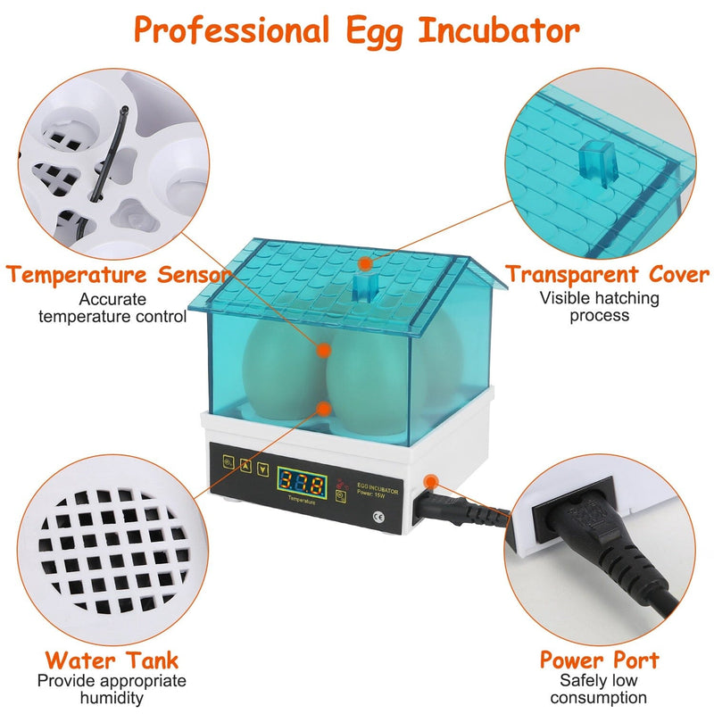 Professional Poultry Hatcher with Digital Display Automatic Temperature Humidity Kitchen Appliances - DailySale