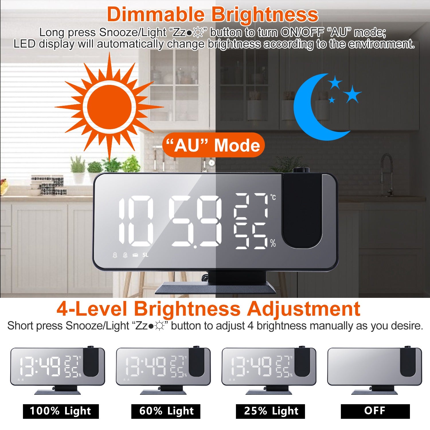 Projection Alarm Clock with Radio Function Household Appliances - DailySale