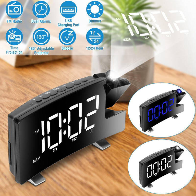 Projection Alarm Clock with Radio Household Appliances - DailySale