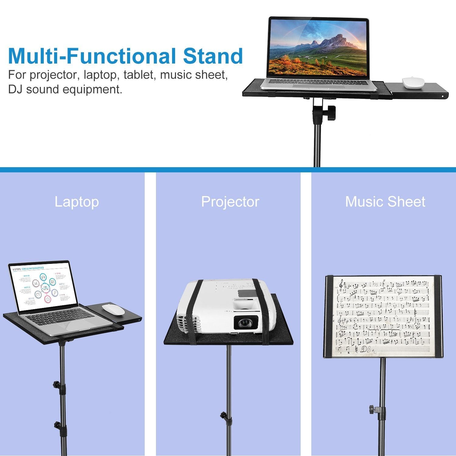 Projector Tripod Stand Folding with Height Tilt Adjustment Computer Accessories - DailySale