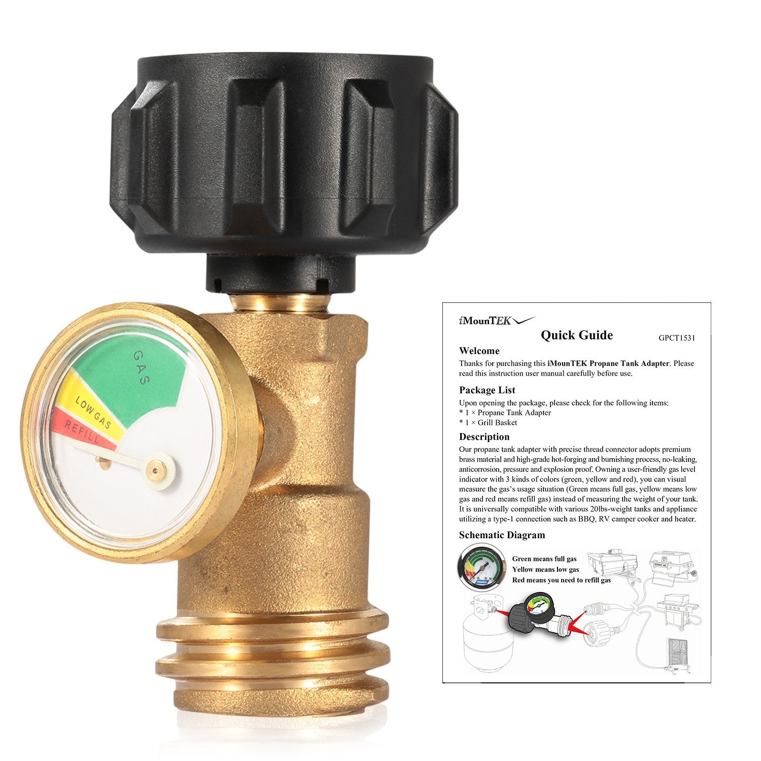 Propane Tank Refill Adapter Gas Level Indicator Meter Garden & Patio - DailySale