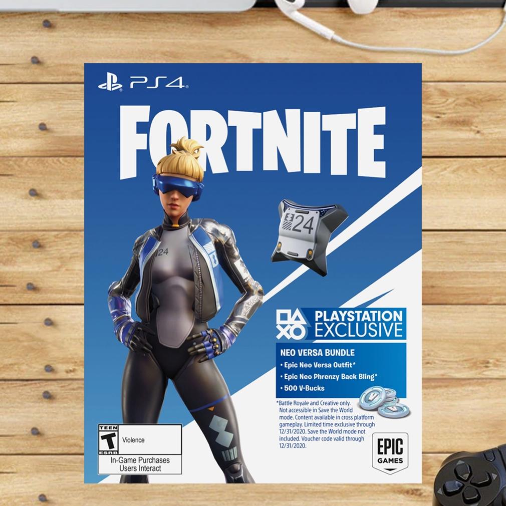 Front view of Ps4 Fortnite Neo Versa Bundle packaging