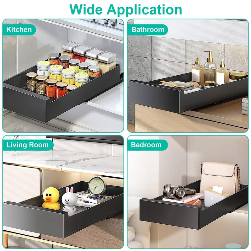 Pull Out Cabinet Organizer Carbon Steel Quiet Slide Rails Kitchen Storage - DailySale
