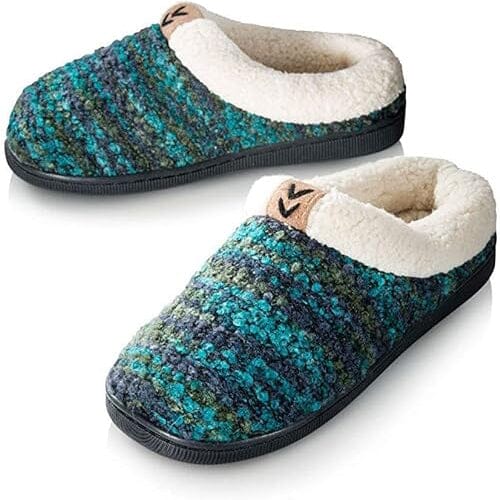 Pupeez Girls Knitted Fleece Lined Clog Slippers Kids' Clothing Blue 11/12 - DailySale