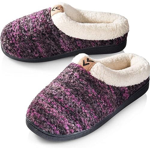 Pupeez Girls Knitted Fleece Lined Clog Slippers Kids' Clothing Purple 11/12 - DailySale