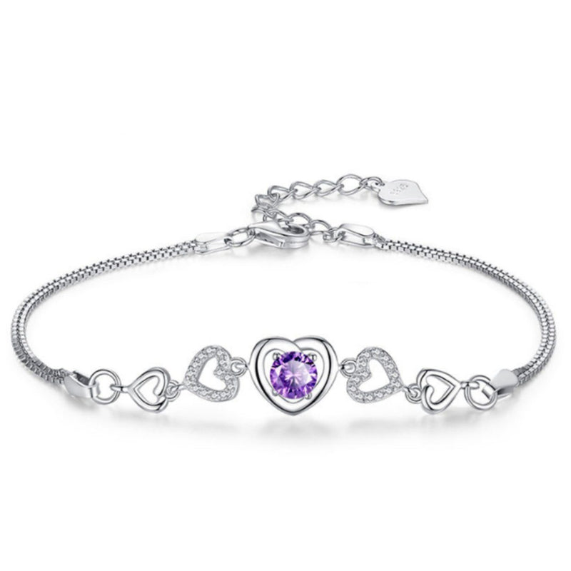 Purple Amethyst Crystal Heart Bracelet Bracelets - DailySale
