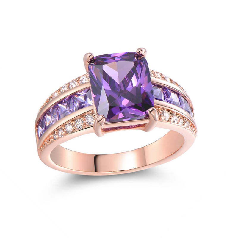 Purple Tanzanite & 18K Rose Gold Princess Cut Ring Rings 6 - DailySale