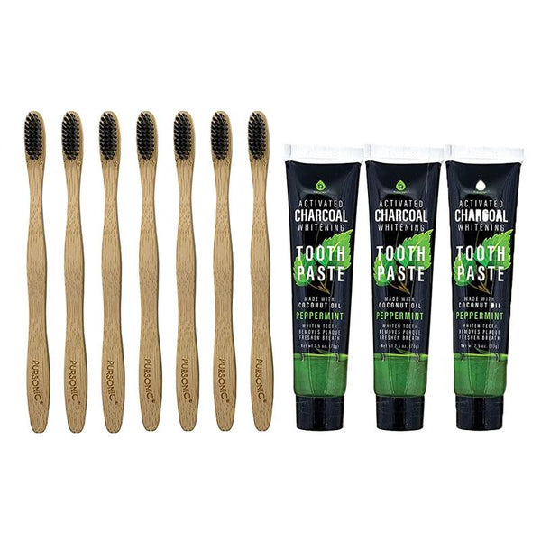 Pursonic Bamboo Toothbrush Charcoal Whitening Set Beauty & Personal Care - DailySale