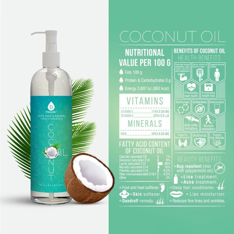 Pursonic Handheld Massager and Pursonic 100% Pure Fractionated Coconut Oil Wellness & Fitness - DailySale