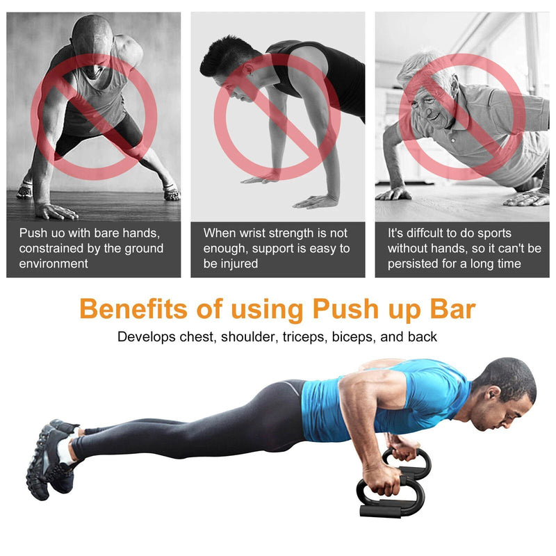 Push Up Bars Stand S Shape Fitness Workout Gym Exercise with Push-Up Training Mat Fitness - DailySale