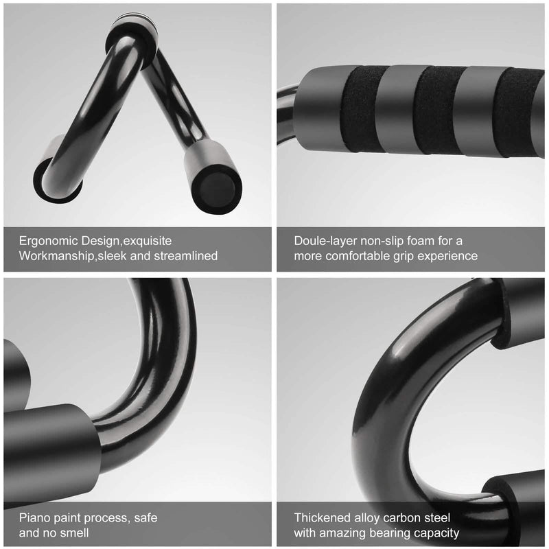 Push Up Bars Stand S Shape Fitness Workout Gym Exercise with Push-Up Training Mat Fitness - DailySale