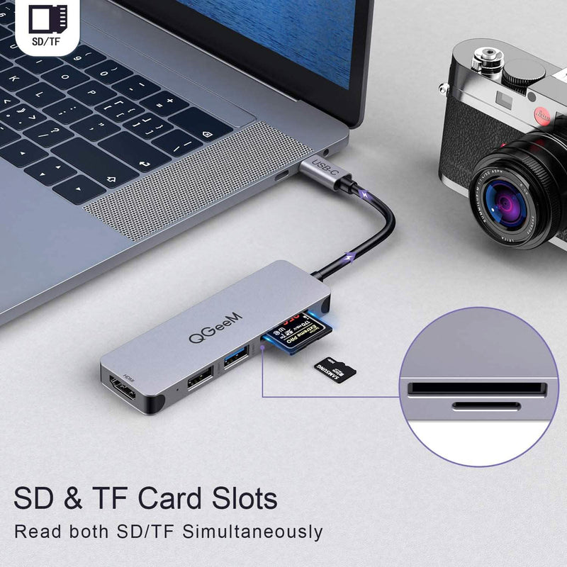 QGeeM 5 -in-1 USB C to HDMI Adapter with 4K HDMI Output Computer Accessories - DailySale