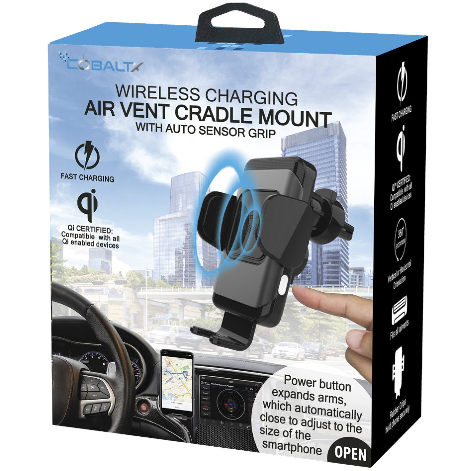 QI Certified Wireless Charging Air Vent Cradle Mount 10W with Auto Sensor Grips Automotive - DailySale