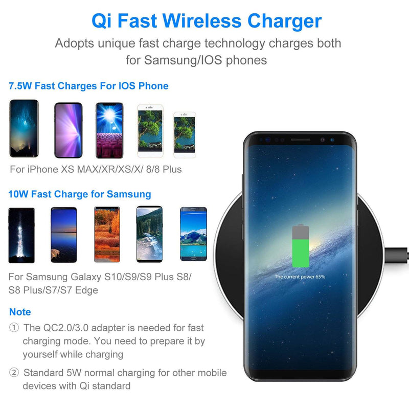 Qi Fast Wireless Charger 10W Charging Pads Mobile Accessories - DailySale