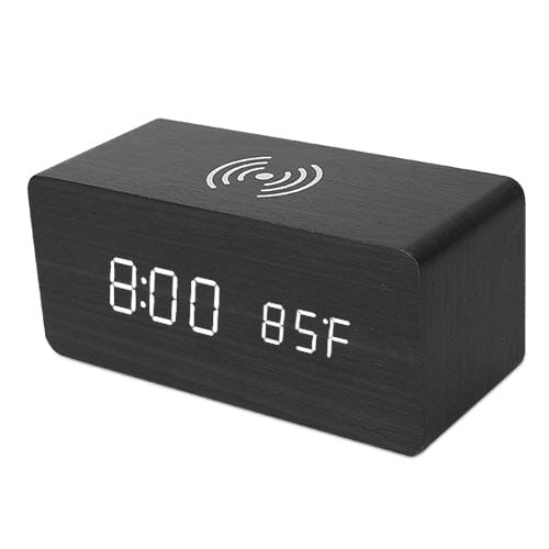 Qi Wireless Charger Digital Alarm Clock Household Appliances Black - DailySale