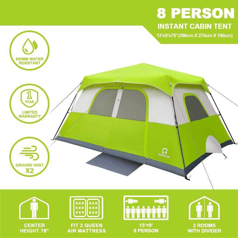 QOMOTOP 8 Person Camping Tent, 60 Seconds Set up Waterproof Tent Sports & Outdoors - DailySale