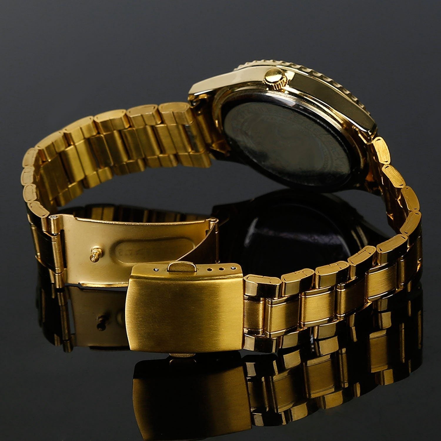 Quartz Watch Luxury Crystal Rhinestone Gold Steel Men's Accessories - DailySale