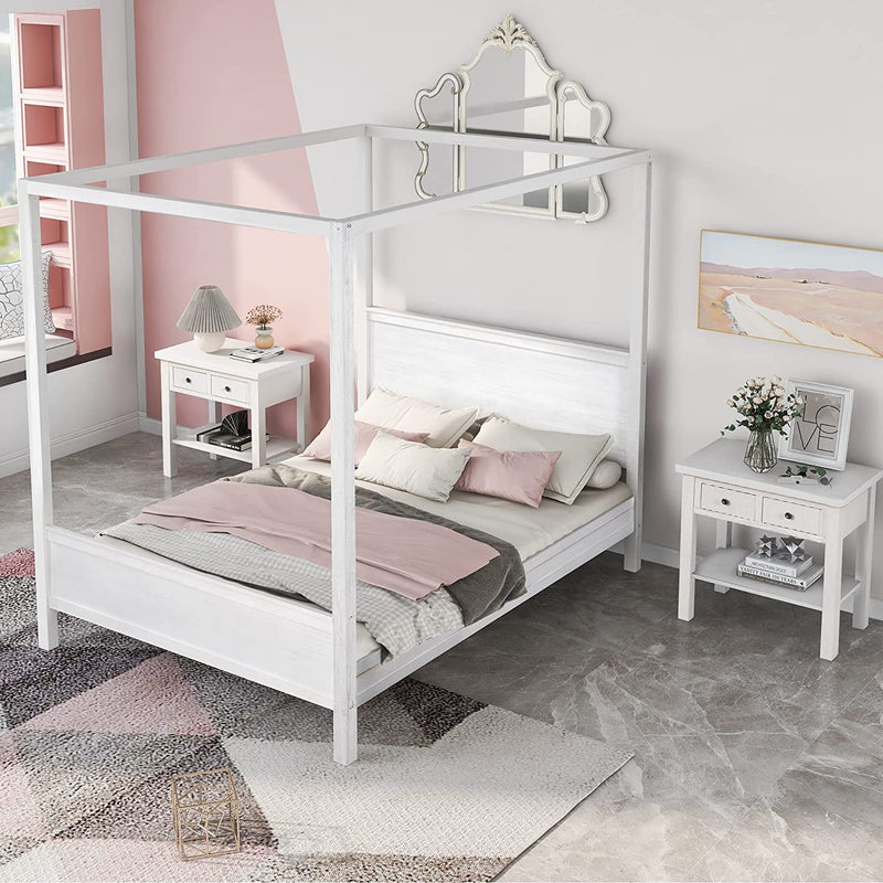 Queen Size Canopy Bed with 2 Nightstands Furniture & Decor - DailySale