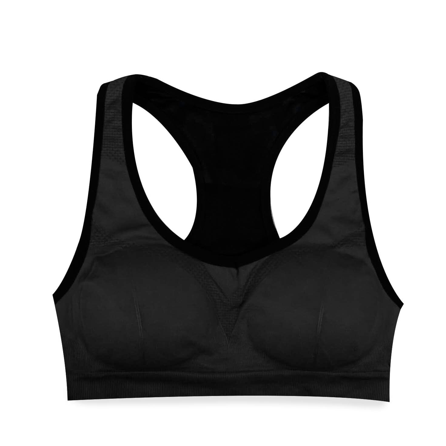 Racerback Seamless Sports Bra for Gym FItness and Yoga Women's Swimwear & Lingerie Black L - DailySale