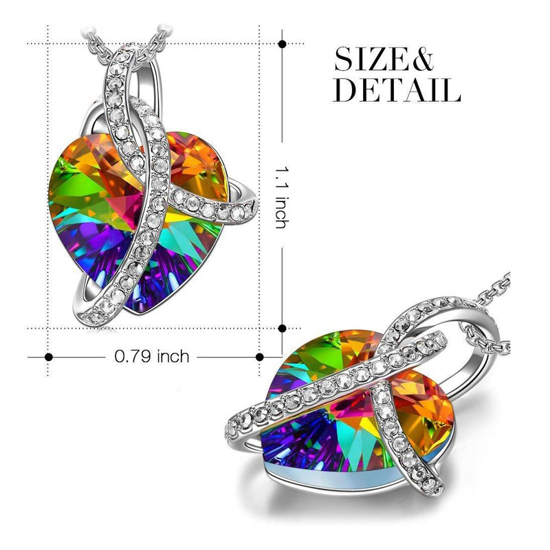 Rainbow Aurora Borealis Swarovski Elements Heart Necklace Jewelry - DailySale