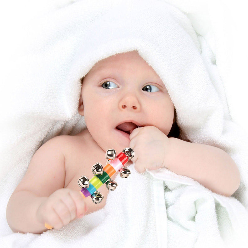 Rainbow Color Wooden Handbell Pram Rattle Baby - DailySale
