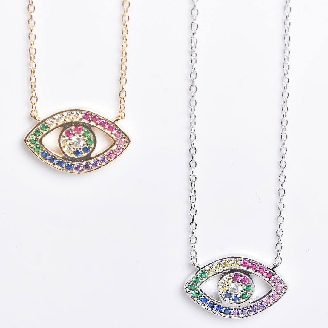 Rainbow CZ Eye Necklace Necklaces - DailySale