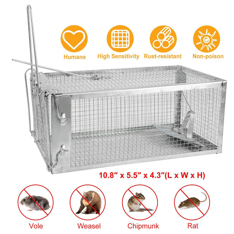 2-Pack Humane Rat Cage Traps,Live Mouse Rat Traps Catch And