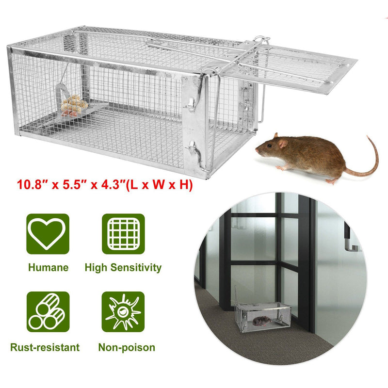 2-Pack Humane Rat Cage Traps,Live Mouse Rat Traps Catch And