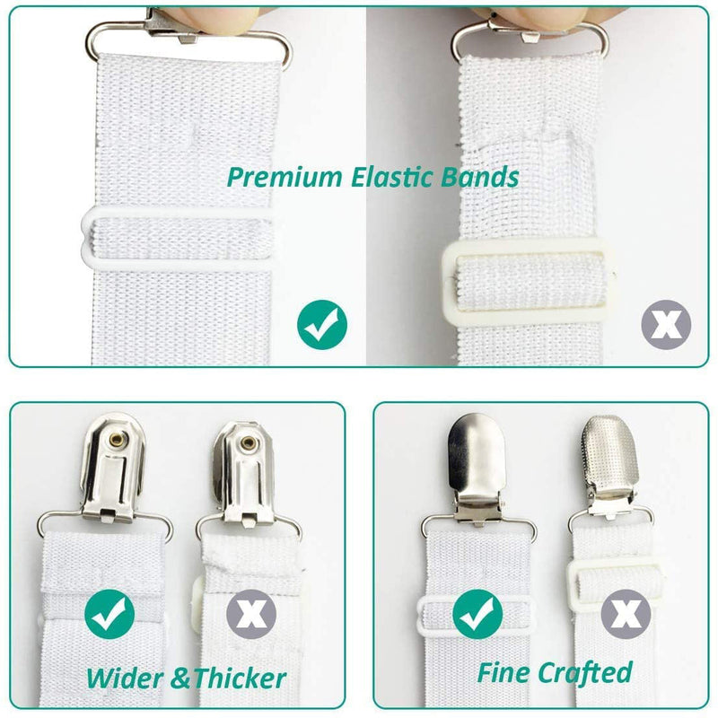 Premium Adjustable Bed Sheet Holder Straps - 3 Way Elastic - Grippers - 4  Pcs