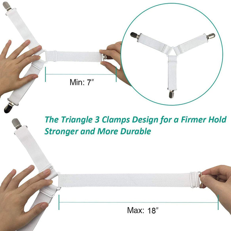 Hands DIY 4pcs Bed Sheet Holder Straps Adjustable Fitted Sheet Clips  Non-slip Bed Sheet Fastener Suspenders Elastic Mattress Pad Gripper Strap  for