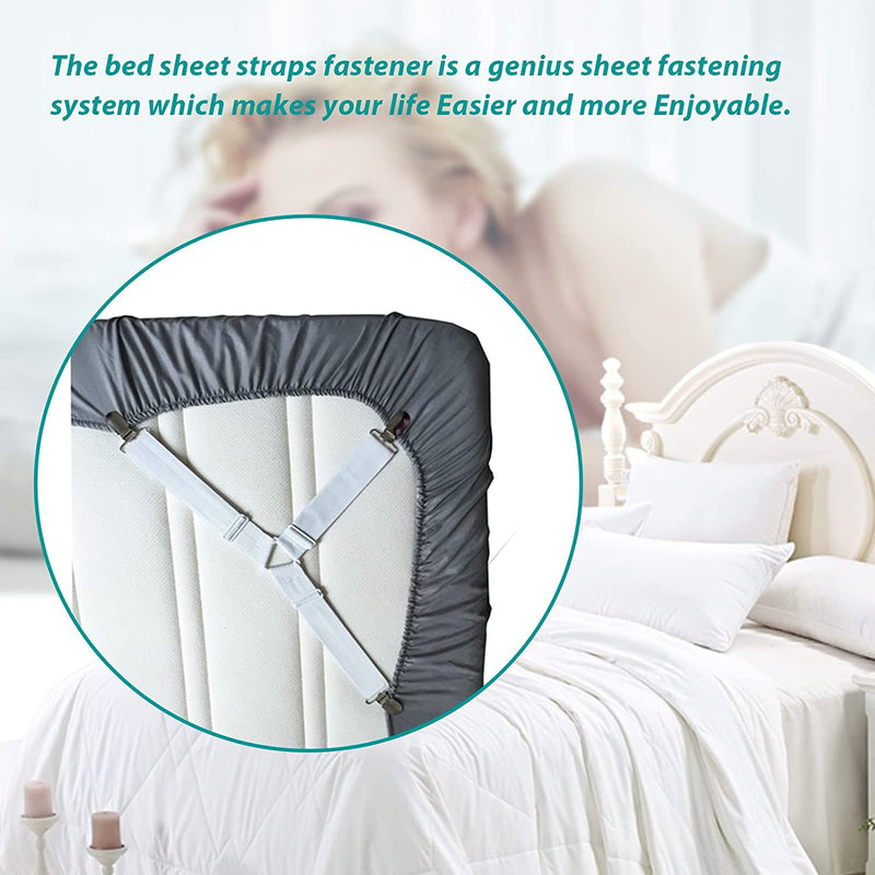 4pcs Non-Slip Bed Sheet Clips - Adjustable Bed Sheet Fastener Belts for  Securely Keeping Sheets on Mattress - Household Sheet Fixing Corner Holders