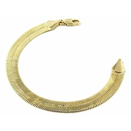 Real Gold Filled High Polish Finsh Magic/snake Chain Bracelet Flat Herringbone Bracelets - DailySale