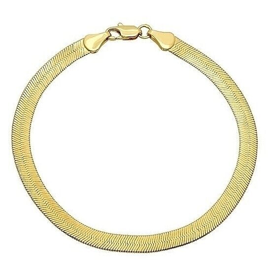 Real Gold Filled High Polish Finsh Magic/snake Chain Bracelet Flat Herringbone Bracelets - DailySale