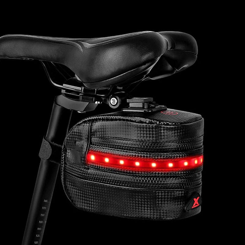 Rear Bike Saddle Bag with LED Light Sports & Outdoors Red - DailySale
