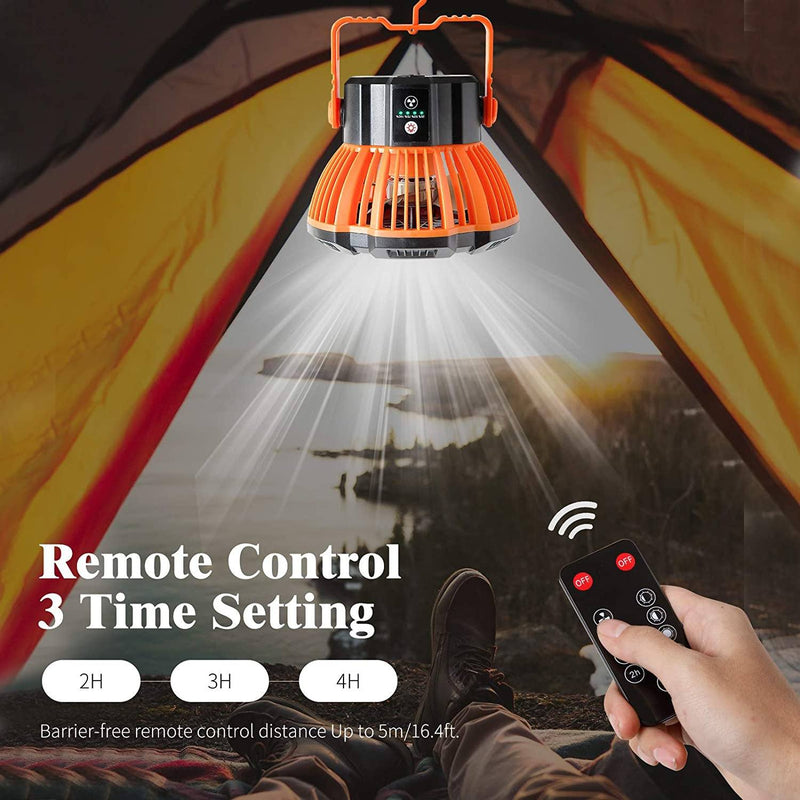 Rechargeable Camping Fan with LED Lantern with IR Remote Sports & Outdoors - DailySale