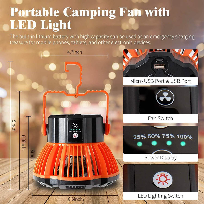 Rechargeable Camping Fan with LED Lantern with IR Remote Sports & Outdoors - DailySale