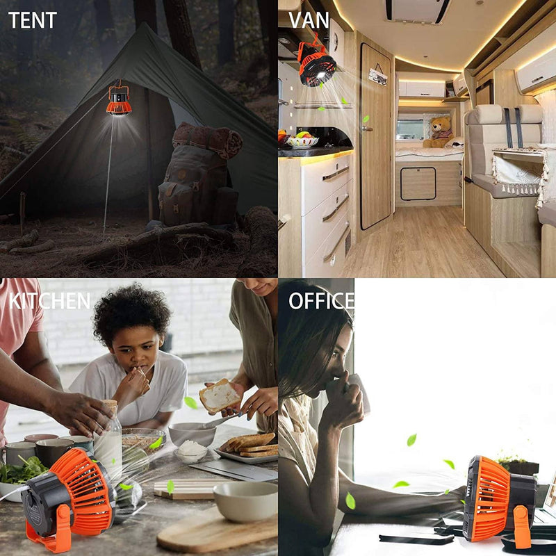 Rechargeable Camping Fan with LED Lantern with IR Remote Sports & Outdoors - DailySale