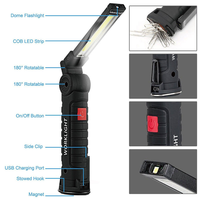 Rechargeable COB LED Slim Work Folding Light Sports & Outdoors - DailySale